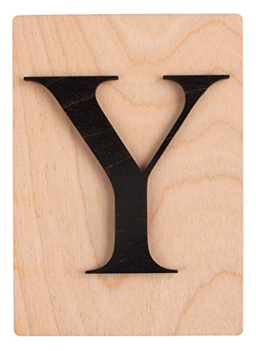 Rayher Holz Buchstabe Y, FSC Mix Credit, Holzfliese 10,5x14,8cm, 3D-Buchstabe Y in schwarz, 3mm starker Holzbuchstabe auf 4mm starker Holzfliese, 63116576 von Rayher
