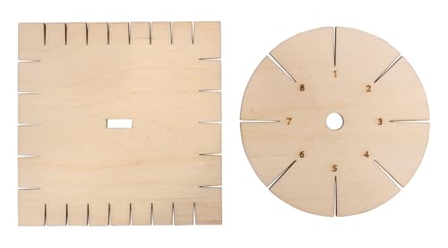 Rayher Kumihimo Flechtscheiben, 2 Stück, Holz, FSC zertifiziert, 9,5 x 9,5 cm + 9 cm ø, Holzscheiben zum Flechten, Armbänder flechten, SB-Btl. 2Stück, 64661000 von Rayher