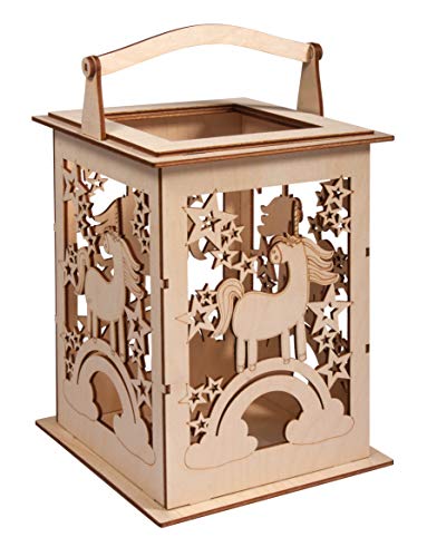 Rayher Holz Laterne Einhorn mit Griff, 15,3x15,3x26,5cm, Holzbausatz, 15-tlg,Windlicht, für LED-Kerze, Lichterkette, FSC Mix Credit, 62892505, Natur Rayher Holz Laterne Einhorn mit Griff, 15,3x15,3x26,5cm, Holzbausatz, 15-tlg,Windlicht, für LED-Kerze, Lichterkette, FSC Mix Credit, 62892505, Natur von Rayher