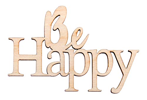 Rayher Holz Minischrift "Be happy", FSC Mix Credit, natur, 7,2x4,7x0,3cm, 46516505 von Rayher