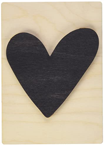Rayher Holz Motiv Herz, FSC Mix Credit, Holzfliese 10,5x14,8cm, 3D-Motiv Herz, 3mm starkes Herz auf 4mm starker Holzfliese, Holzbuchstaben, 63119576 von Rayher