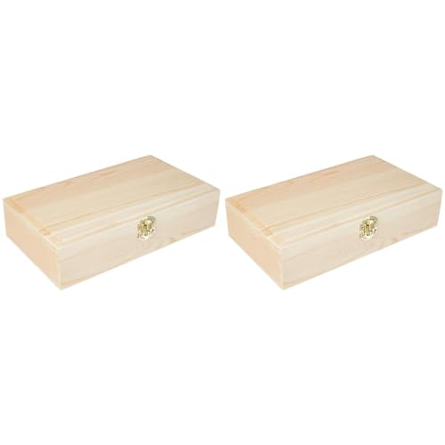 Rayher Holz Schatulle Rahmen, FSC Mix Credit, unbehandelt, mit Metall-Klappverschluss, Größe: 24.70 cm x 14.90 cm x 5.90 cm, 62296000 (Packung mit 2) von Rayher