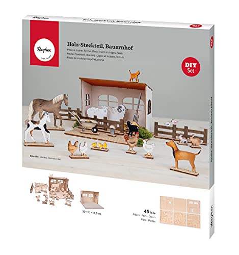Rayher Holz Steckteil Bauernhof, Holz-Bausatz, FSC Mix Credit, natur, 45-teilig, als Adventskalender der besonderen Art zu verwenden, 46603505 Rayher Holz Steckteil Bauernhof, Holz-Bausatz, FSC Mix Credit, natur, 45-teilig, als Adventskalender der besonderen Art zu verwenden, 46603505 von Rayher