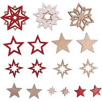 Rayher Holz-Streudeko natur, rot, weiß Stern, 17 St. von Rayher