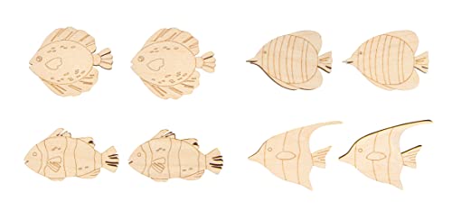 Rayher Holz-Streuteile Fisch, 8 Stück, 5,5 – 6,5 cm, sortiert, Holz FSC zertifiziert, natur, Holzstreuer Tischdeko, Tischstreuer, Streudeko maritim, 46689505 von Rayher
