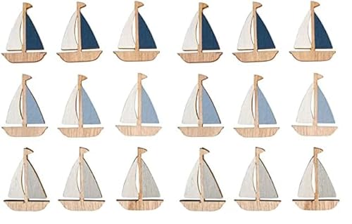 Rayher Holz-Streuteile Schiff, 9 Stück, mit Klebepunkt, 3 x 4 cm, Sortiert 3 Farben, Holzstreuer Tischdeko, Tischstreuer, Streudeko, maritim, 46675000, Bunt (Packung mit 2) von Rayher