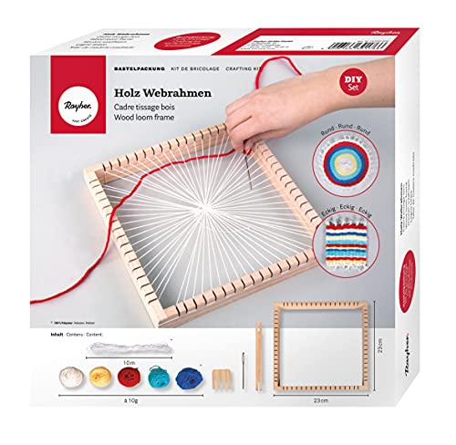Rayher Holz Webrahmen, 23x23 cm, quadratisch, Webbreite 18 cm, All-in-one-Starterset mit Rahmen, Wolle, Garn, Nadel, Webkamm, Schiffchen, Pinienholz FSC zertifiziert, Bunt, 72003000, 24 Rayher Holz Webrahmen, 23x23 cm, quadratisch, Webbreite 18 cm, All-in-one-Starterset mit Rahmen, Wolle, Garn, Nadel, Webkamm, Schiffchen, Pinienholz FSC zertifiziert, Bunt, 72003000, 24 von Rayher