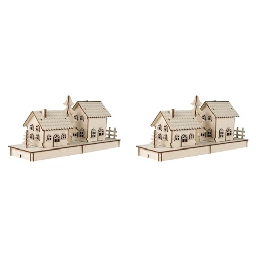 Rayher Holzbausatz Häuschen, 3D-Bausatz Holz, FSC zertifiziert, natur, 31,7x9,4x14cm, Set 52 Teile, 46300000 (Packung mit 2) von Rayher