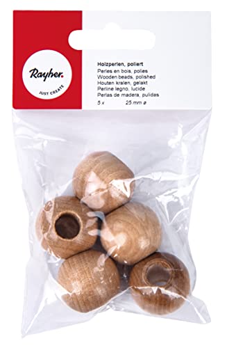 Rayher Holzperlen mit großem Loch, poliert, natur, 25 mm ø, 10 mm Lochdurchmesser, Btl. 5 Stück, Buchenholz, FSC zertifiziert, Made in Germany, Bastelperlen, Makramee Perlen, 12244505 Rayher Holzperlen mit großem Loch, poliert, natur, 25 mm ø, 10 mm Lochdurchmesser, Btl. 5 Stück, Buchenholz, FSC zertifiziert, Made in Germany, Bastelperlen, Makramee Perlen, 12244505 von Rayher