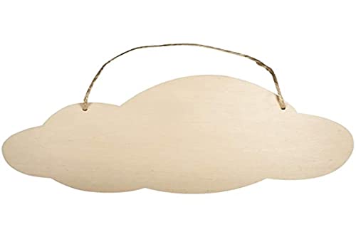 Rayher Hobby Rayher Hobby Rayher Holzschild Wolke, FSC 100%, 40x20cm, Stärke 6mm, mit Jute-Aufhänger, Birkenholz, Holzschild zum Aufhängen, Holzbrett, Türschild, Holzhänger blanko, 62847505 von Rayher