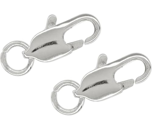 Rayher Karabinerschließe, silber, 9,2 x 3,4 mm, 2 Stück, Karabiner Kettenverschluss, Schmuckverschluss, Schmuckschließe, Kettenschließe, 22973606 von Rayher