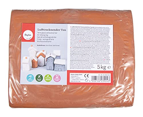 Rayher Lufttrocknender Ton, dunkelbraun, 5 kg, Modelliermasse, lufthärtend, weich, geschmeidig, ohne brennen, 34468552, 5000 g Rayher Lufttrocknender Ton, dunkelbraun, 5 kg, Modelliermasse, lufthärtend, weich, geschmeidig, ohne brennen, 34468552, 5000 g von Rayher