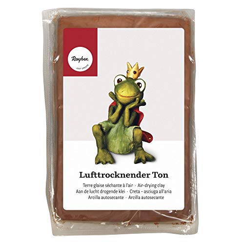 Rayher Lufttrocknender Ton, dunkelbraun, 500 g, Modelliermasse, lufthärtend, weich, geschmeidig, ohne brennen, 3449905 von Rayher