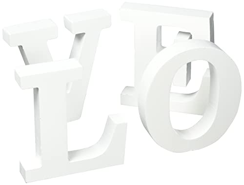Rayher MDF-Buchstaben „Love“, MDF-Schriftzug, weiß, Höhe 11 cm, Stärke 2 cm, Gesamtlänge des Wortes ca. 44,5 cm, 3D-Buchstaben Love, zum Stellen, 62776000 von Rayher