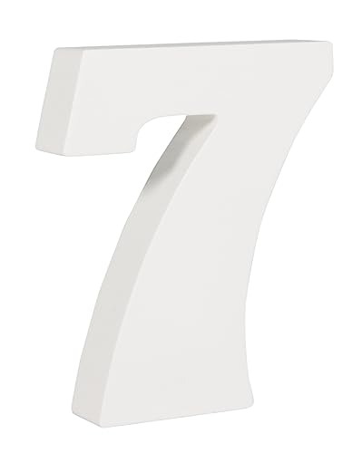 Rayher MDF-Zahl 7, weiß, 8 x 11 cm, Stärke 2 cm, 3D-Zahl Holz, Holz-Zahlen FSC zertifiziert, 64607102 von Rayher