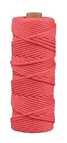 Rayher Makramee Garn, koralle, 3 mm ø, Rolle 70 m, ca. 210 g, Strickgarn, Häkelgarn, Textilgarn, Bastelgarn, 44007212 von Rayher