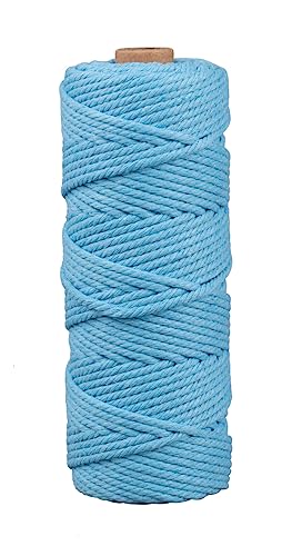 Rayher Makramee Garn, himmelblau, 3 mm ø, Rolle 70 m, ca. 210 g, Strickgarn, Häkelgarn, Textilgarn, Bastelgarn, 44007360 von Rayher