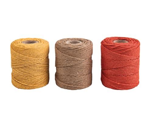 Rayher Makramee Garn, sortiert, 1mm ø, terrakotta, 3x ca. 50g, 3 Spulen à 65m, 44009220 von Rayher