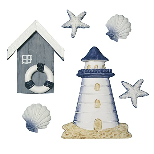 Rayher Hobby Rayher Maritime Streuteile Strandhaus, aus Polyresin, 6 Stück, 2 – 8 cm, perfekt für maritime Dekorationen, 8606700 von Rayher