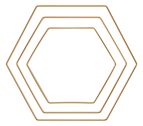 Rayher Metallformen Hexagon, gold, sortiert, Box 3 Stück, je 1x 20 cm, 25 cm, 30 cm, Metallringe, Drahtformen zum Basteln, für Wickeltechnik, Floristik, Makramee Ring, 25219616 Rayher Metallformen Hexagon, gold, sortiert, Box 3 Stück, je 1x 20 cm, 25 cm, 30 cm, Metallringe, Drahtformen zum Basteln, für Wickeltechnik, Floristik, Makramee Ring, 25219616 von Rayher