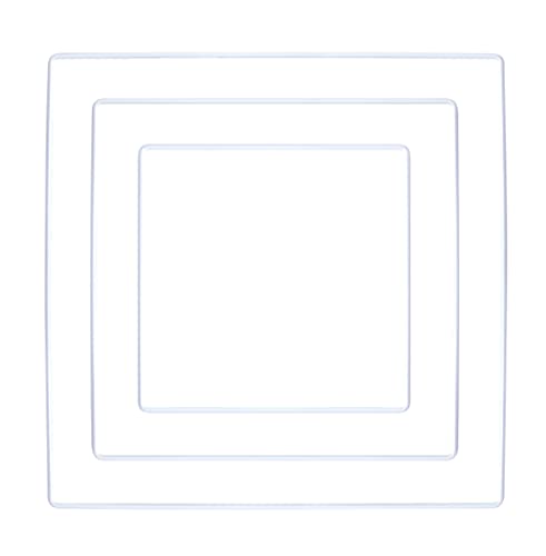 Rayher Metallformen Quadrat, weiß, sortiert, Box 3 Stück, je 1x 15 cm, 20 cm, 25 cm, Metallringe, Drahtformen zum Basteln, für Wickeltechnik, Floristik, Makramee Ring, 25220102 von Rayher