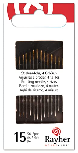 Rayher Nadeln, spitz, zum Nähen und Sticken, Set 15 Nadeln, 4 Größen, Nähnadeln, Sticknadeln, 69006000 Rayher Nadeln, spitz, zum Nähen und Sticken, Set 15 Nadeln, 4 Größen, Nähnadeln, Sticknadeln, 69006000 von Rayher