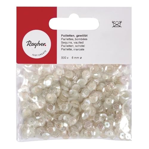 Rayher Pailletten, gewölbt, 6 mm Durchmesser, Kristall, 500 Stück Rayher Pailletten, gewölbt, 6 mm Durchmesser, Kristall, 500 Stück von Rayher