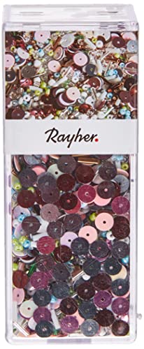 Rayher Pailletten Plus Glasperlenmix, 90g Mix, Draht 50m ø 0,3mm, SB-Box, Pastell Töne, Plastik, 12.7 x 4.4 x 4 cm von Rayher
