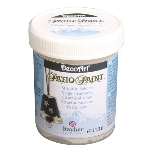 Rayher Patio Paint Strukturschnee, wetterfest, Dose 118 ml, Dekoschnee-Paste, für frostige Schneeeffekte, weiße Strukturpaste auf Acrylbasis, 38214000, Weiß von Rayher