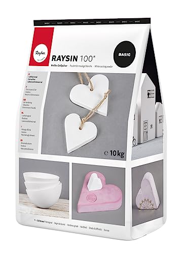 Rayher Raysin 100 Gießpulver, Beutel 10 kg, Gießmasse weiß, Reliefgießpulver, lufthärtend und geruchslos, 34474102 von Rayher