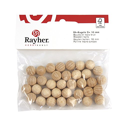 RAYHER HOBBY Rayher Rohholzkugeln FSC 100% ungebohrt, 25 mm ø, 6 Stück, Buchenholz, Holzkugeln ohne Loch, zum Basteln und Bemalen, 6245700 von Rayher