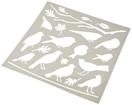 Rayher Schablone gefiederte Freunde, 30,5 x 30,5 cm, Polyester, 1 Stück, Malschablone mit Vögeln, Blättern und Zweigen, 38972000 von Rayher