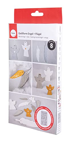 Rayher Silikon-Gießform Engel + Flügel, 8 Formen für Anhänger, zum Ausgießen mit Kreativ Beton, Art Resin Gießharz, Raysin-Gießpulver, 36115000, Grau, 26 x 14,5 x 1 cm Rayher Silikon-Gießform Engel + Flügel, 8 Formen für Anhänger, zum Ausgießen mit Kreativ Beton, Art Resin Gießharz, Raysin-Gießpulver, 36115000, Grau, 26 x 14,5 x 1 cm von Rayher