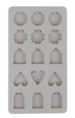 Rayher Silikon Gießform Mini-Anhänger, 14,5 x 26 x 1 cm, 15 Formen, zum Ausgießen mit Kreativ- Beton, Resin Gießharz, Raysin-Gießpulver, Wachs, Gießform Anhänger, 36159000 von Rayher