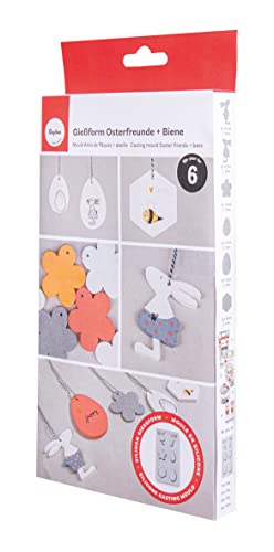 Rayher Silikon-Gießform Osterfreunde + Biene, 26 x 14,5 x 1 cm, 6 Formen für Anhänger, zum Ausgießen mit Kreativ Beton, Art Resin Gießharz, Raysin-Gießpulver, 36114000, Grau Rayher Silikon-Gießform Osterfreunde + Biene, 26 x 14,5 x 1 cm, 6 Formen für Anhänger, zum Ausgießen mit Kreativ Beton, Art Resin Gießharz, Raysin-Gießpulver, 36114000, Grau von Rayher