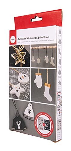 Rayher Silikon-Gießform Winter + Schablone A5, 6 Motive, zum Ausgießen mit Kreativ Beton, Art Resin Gießharz, Raysin-Gießpulver, für Geschenkanhänger, Christbaumanhänger, Bunt Rayher Silikon-Gießform Winter + Schablone A5, 6 Motive, zum Ausgießen mit Kreativ Beton, Art Resin Gießharz, Raysin-Gießpulver, für Geschenkanhänger, Christbaumanhänger, Bunt von Rayher