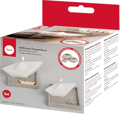 Rayher Silikon Gießformen Origami Boote, Set 3teilig, 8x4x2,9cm / 12x6x4,3cm / 16x8x5,6cm, ausgießen mit Kreativ-Beton, Schmuck-Beton, Raysin-Gießpulver, Gießharz, Wachs, 36181000 Rayher Silikon Gießformen Origami Boote, Set 3teilig, 8x4x2,9cm / 12x6x4,3cm / 16x8x5,6cm, ausgießen mit Kreativ-Beton, Schmuck-Beton, Raysin-Gießpulver, Gießharz, Wachs, 36181000 von Rayher