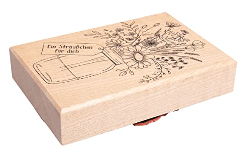 Rayher Stempel Holz "Ein Sträußchen für dich", 7 x 10 cm, Holzstempel zum Gestalten von Karten, Umschlägen, Geschenken, Motivstempel, Butterer Stempel 29249000 von Rayher