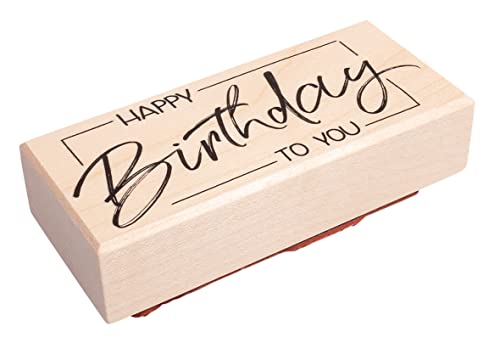 Rayher Stempel Holz "Happy Birthday to you", 4 x 9 cm, Stempel Geburtstag, Holzstempel zum Gestalten von Karten, Umschlägen, Geschenken, Motivstempel, Butterer Stempel, 29245000 von Rayher
