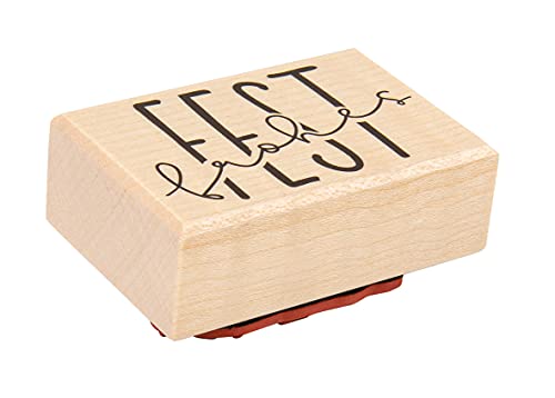 Rayher Stempel Holz "Frohes Fest", 4 x 6 cm, Textstempel Holz, Holzstempel, Weihnachtsstempel, Butterer Stempel, 29227000 von Rayher