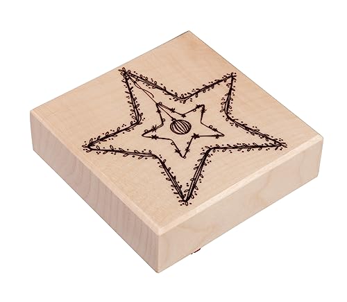 Rayher Stempel Holz "Star und Sternchen", 7 x 7 cm, Stempel Weihnachten, Holzstempel zum Gestalten von Karten, Umschlägen, Geschenken, Motivstempel, Butterer Stempel, 29252000 von Rayher