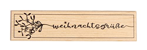 Rayher Stempel Holz "Weihnachtsgrüße", 3 x 12 cm, Textstempel Holz, Holzstempel, Weihnachtsstempel, Butterer Stempel, 29244000 von Rayher