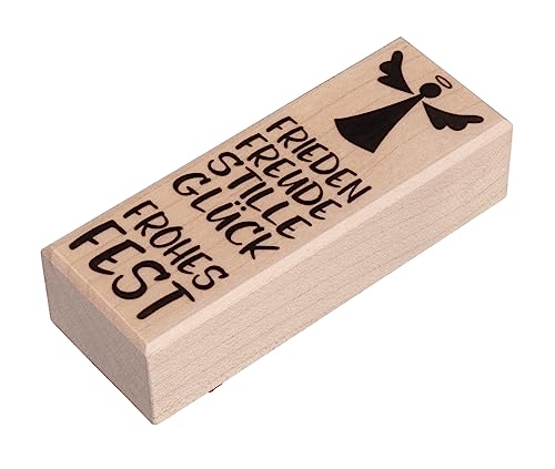 Rayher Stempel Holz "Weihnachtsengel", 3 x 8 cm, Stempel Weihnachten, Holzstempel zum Gestalten von Karten, Umschlägen, Geschenken, Motivstempel, Butterer Stempel, 29253000 von Rayher