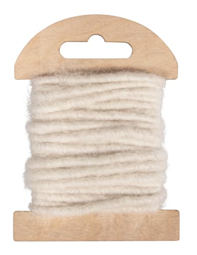 Rayher Wollkordel mit Jutekern, 5mm ø, elfenbein, SB-Holzkarte 3,5m, 55962104 von Rayher