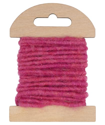 Rayher Wollkordel mit Jutekern, 5mm ø, fuchsia, SB-Holzkarte 3,5m, 55962276 von Rayher