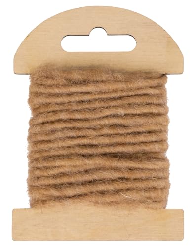 Rayher Wollkordel mit Jutekern, 5mm ø, karamell, SB-Holzkarte 3,5m, 55962518 von Rayher