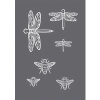 Schablone "Insekten" mit Rakel von Grau