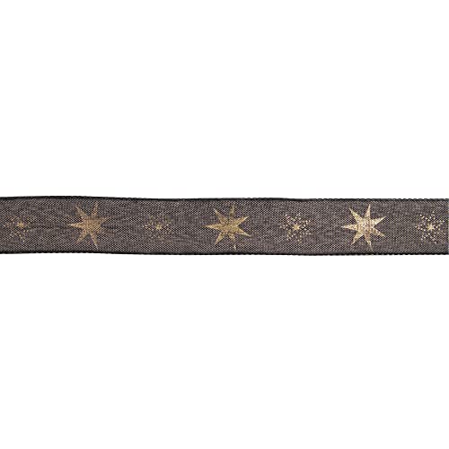 Schleifenband mit goldfarbenen Sternen, Taupebraun, 25 mm, ro von Rayher