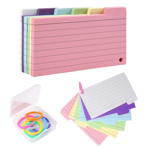 150PCS Karteikarten, 7.5 x12.5cm Lernkarten Flashcards mit 7 Karteikarten Ring Vokabelkarten 6 Farben für Schule Schulsachen Büro Zuhause Lernen Index Cards birstrol stecker von Raykce