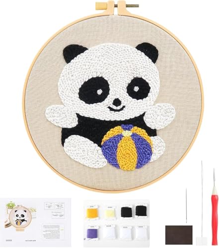 DIY Panda Handcraft Punch Needle Stickerei Kit, Starter-Set Punch Needle, Kreis Rahmen Stickerei Anfänger Stickerei Kinder Stickset Geeignet für Muttertag, Kindertag und andere Feste als Geschenk DIY Panda Handcraft Punch Needle Stickerei Kit, Starter-Set Punch Needle, Kreis Rahmen Stickerei Anfänger Stickerei Kinder Stickset Geeignet für Muttertag, Kindertag und andere Feste als Geschenk von Raykce